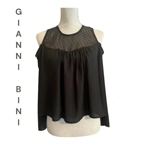 Gianni‎ Bini off the shoulder polka dot sheer top - Picture 1 of 9